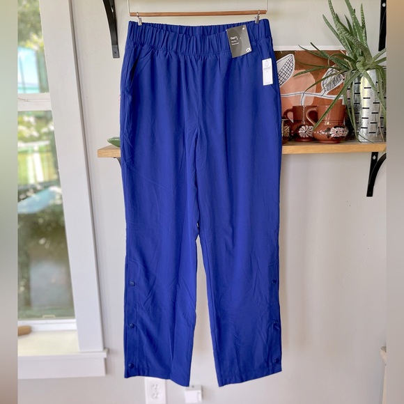 GAP Pants - GAP GapFit Cobalt Blue High Rise Fleece Lined Side Button Track Pants Sz M
